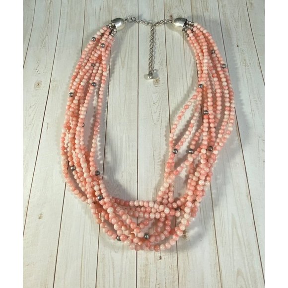 Jay King DTR 925 Angel Skin Coral Necklace Multi Strand Designer Southwestern - Picture 2 of 7